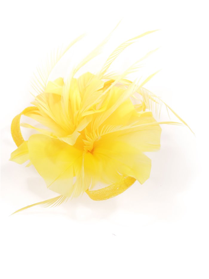 Feather fascinator hair clip amarillo