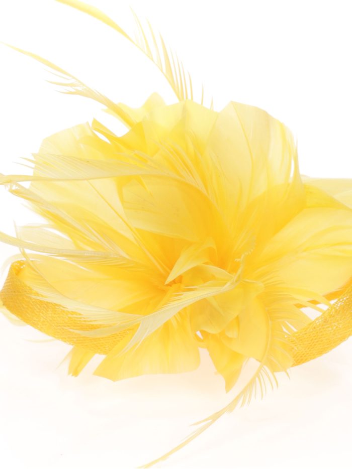 Tocado pequeño plumas amarillo