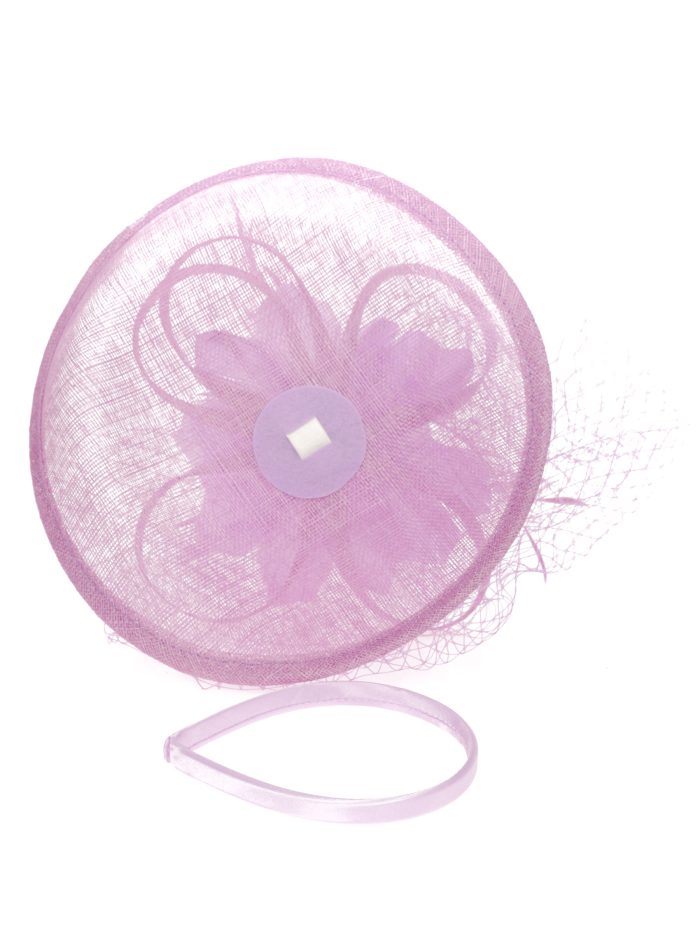 Tocado mediano plumas lila