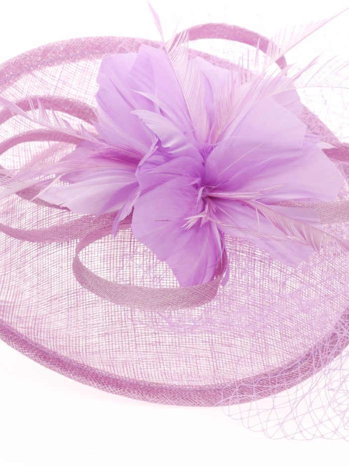 Tocado mediano plumas lila