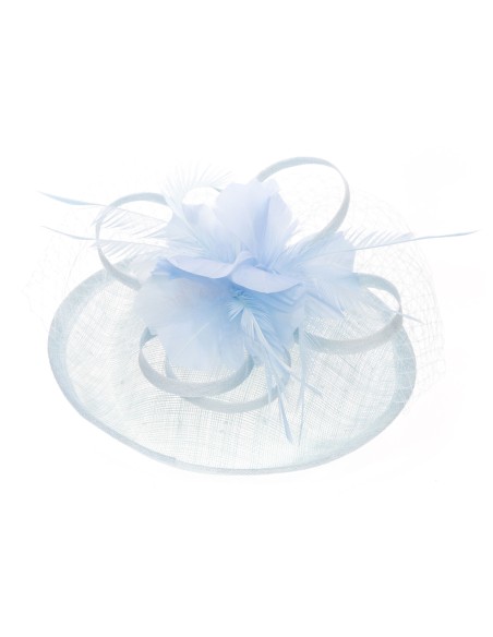 Tocado mediano plumas celeste