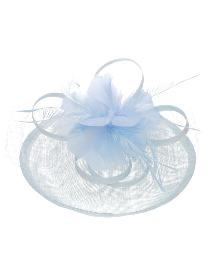 Tocado mediano plumas celeste