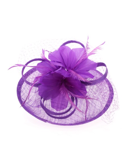 Tocado mediano plumas morado