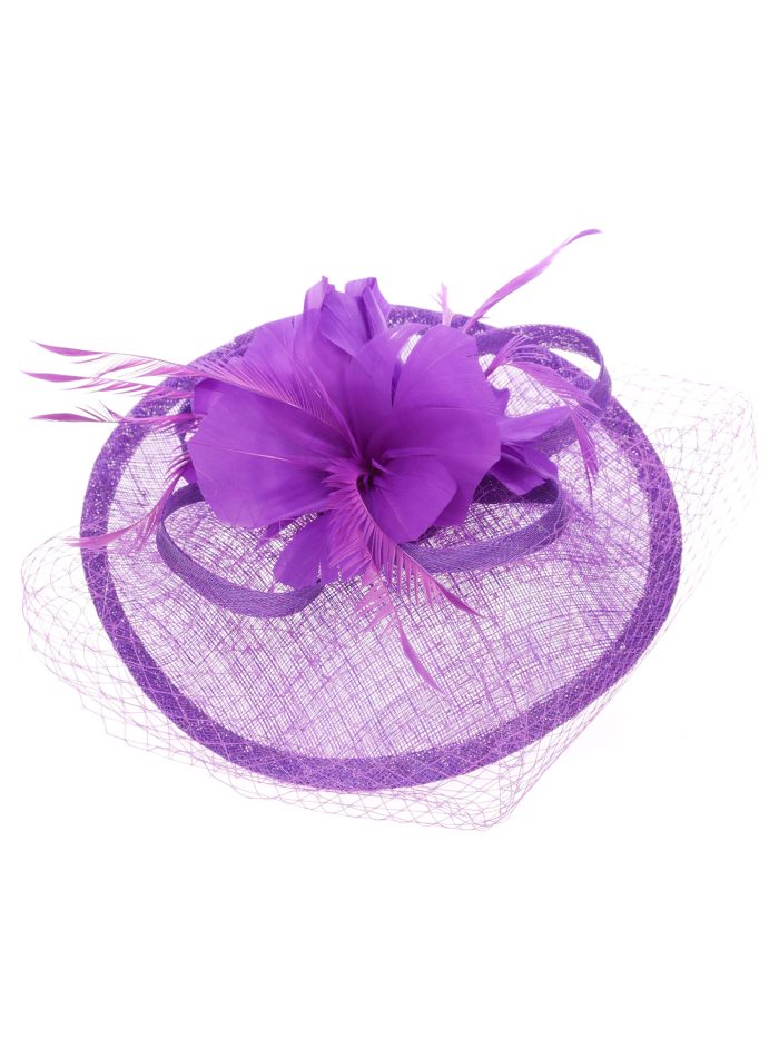 Tocado mediano plumas morado