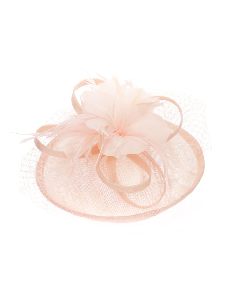 Tocado mediano plumas nude