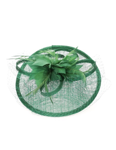 Tocado mediano plumas botella