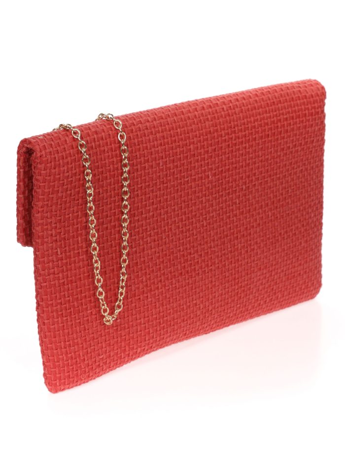 Raffia clutch rojo