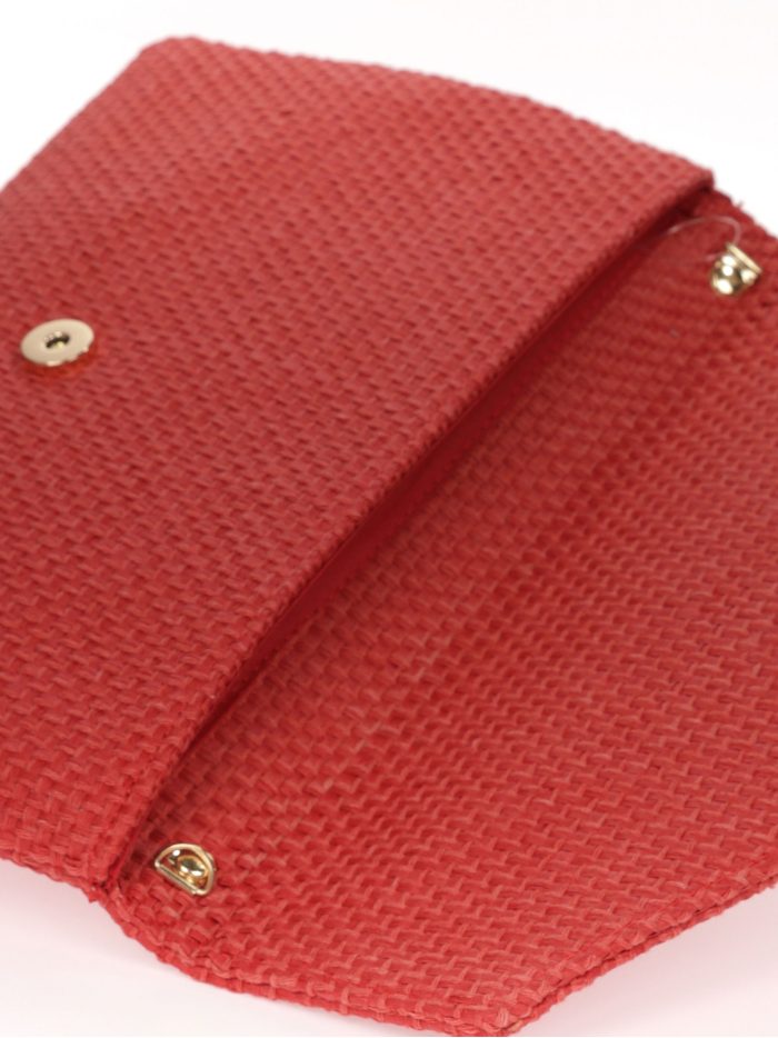Raffia clutch rojo