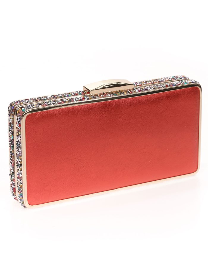 Rote Clutch-Tasche mit Strass für Partys