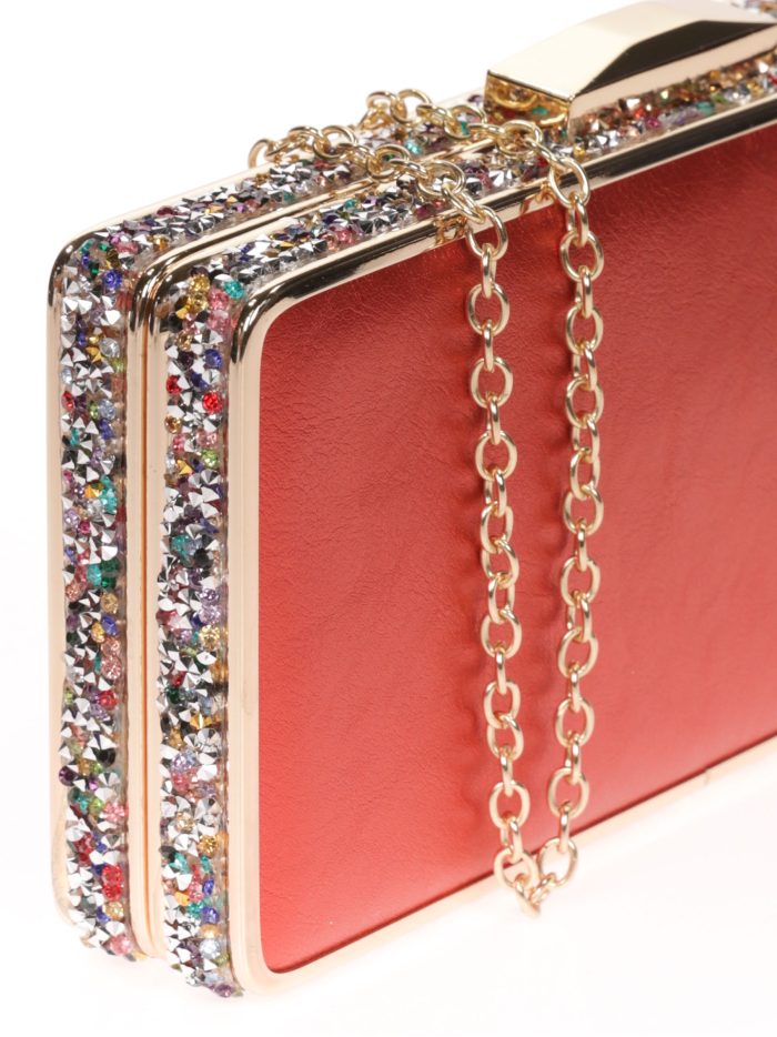 Rote Clutch-Tasche mit Strass für Partys