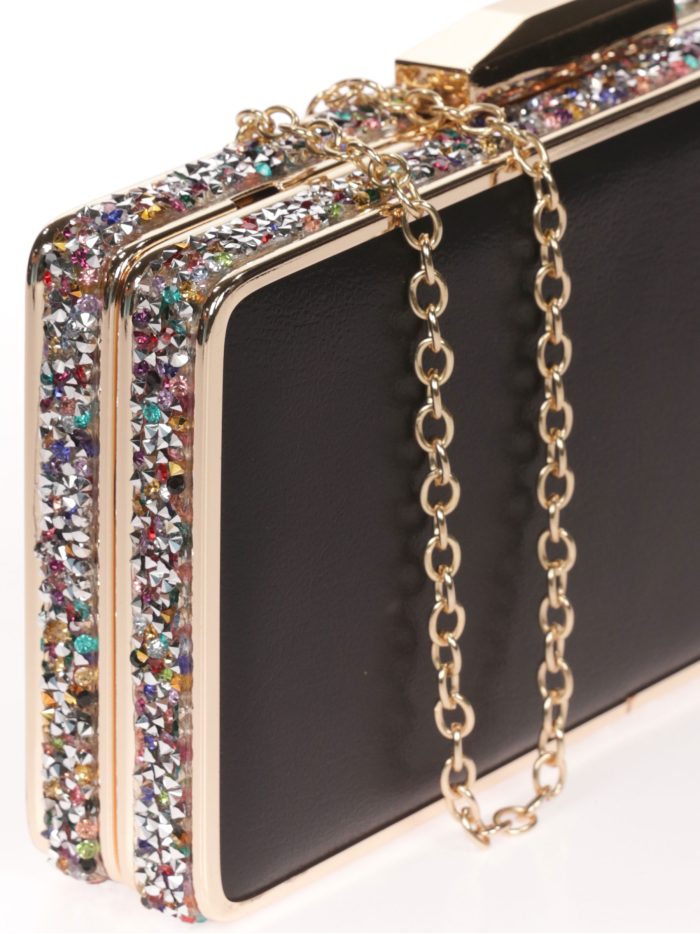 Clutch fiesta pedrería negro
