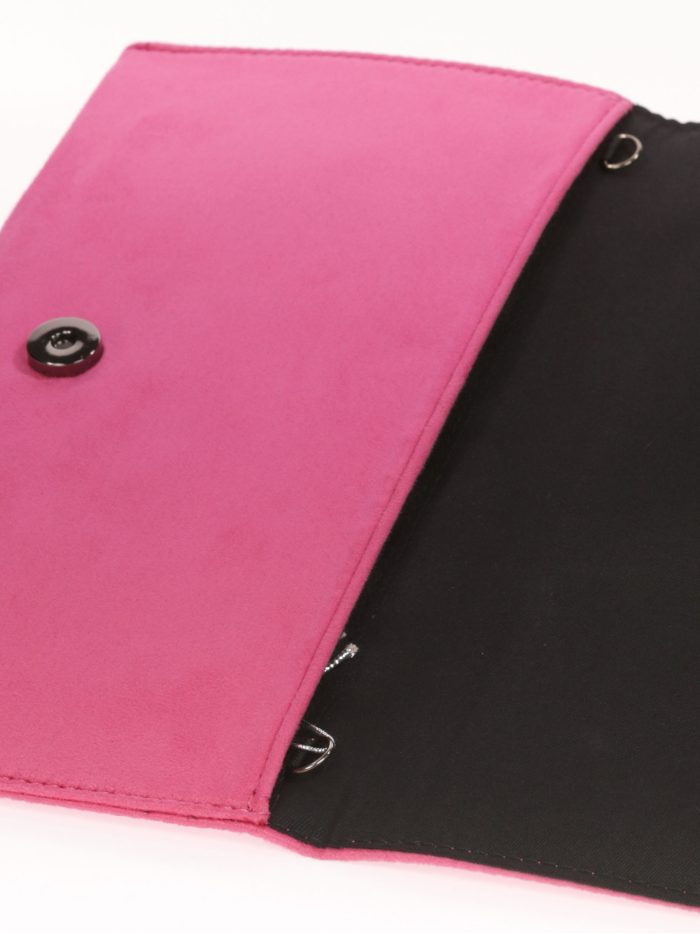 Cartera fiesta antelina plumas fucsia