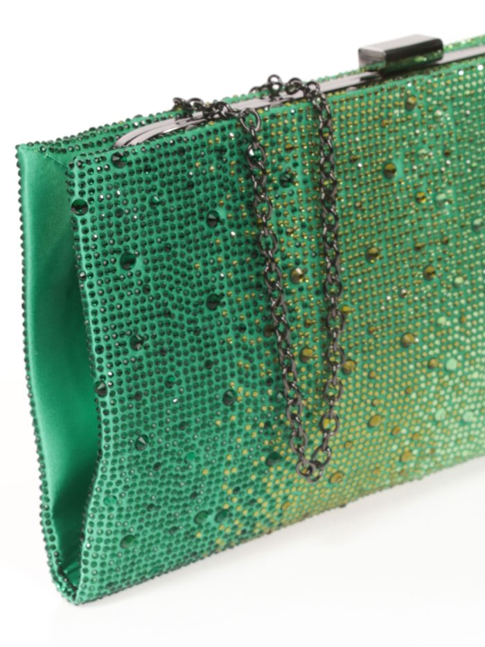 Cartera fiesta pedrería verde-hierba