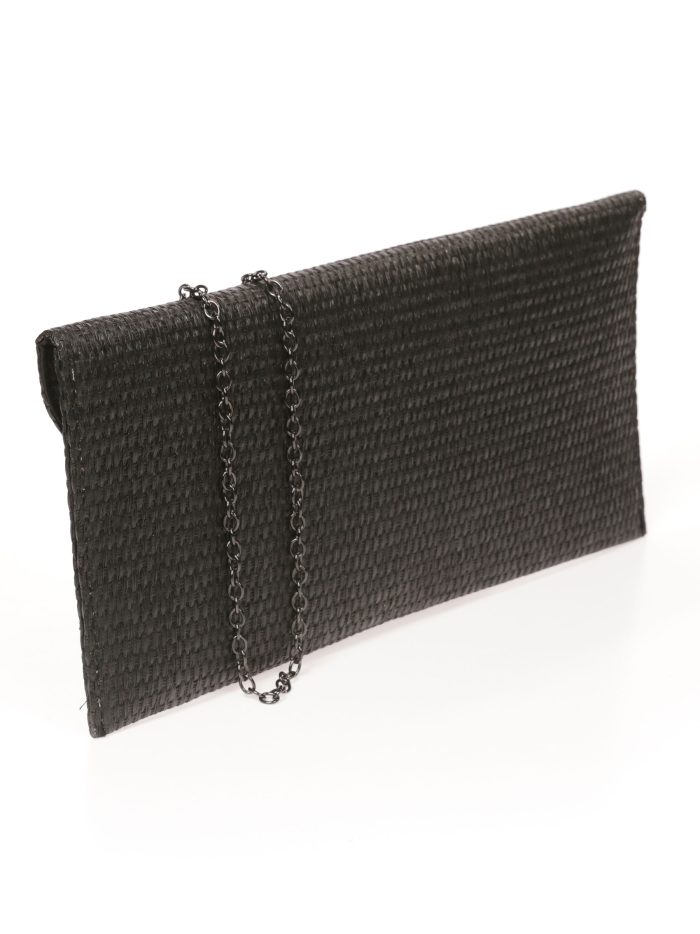 Cartera fiesta efecto rafia negro