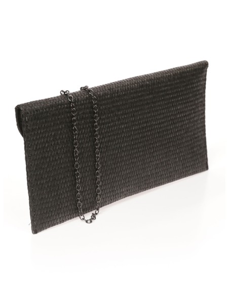 Cartera fiesta efecto rafia negro