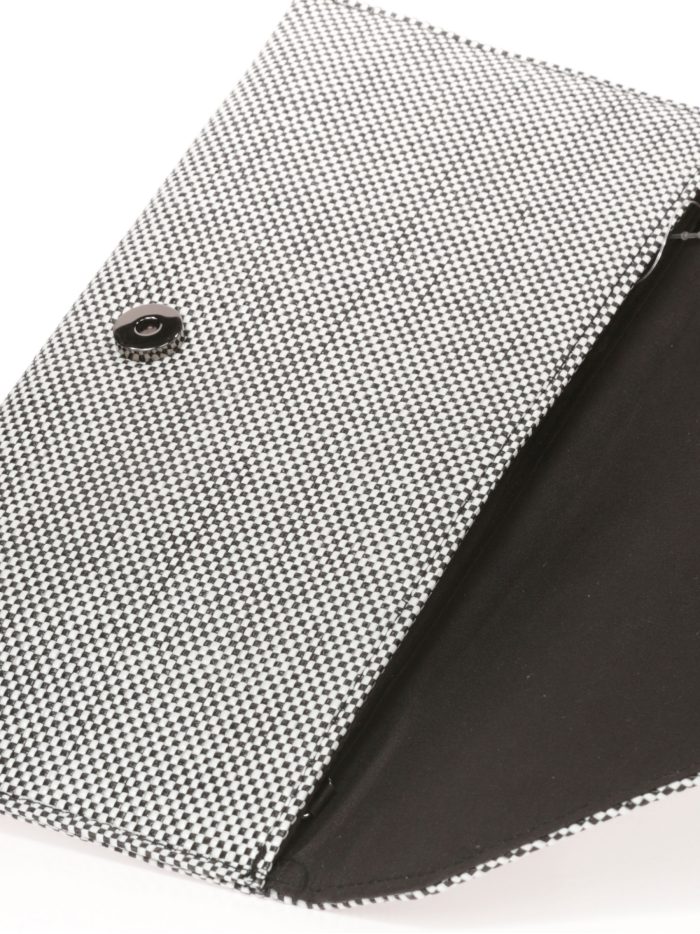 Cartera fiesta efecto rafia negro-blanco