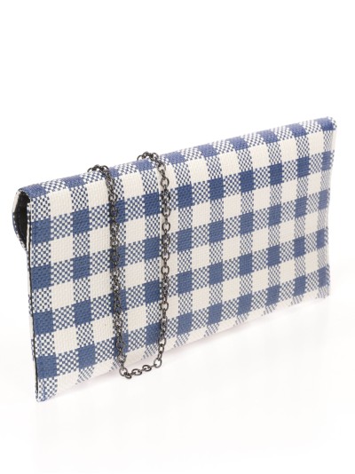 Cartera fiesta cuadros efecto rafia multi-azul 2