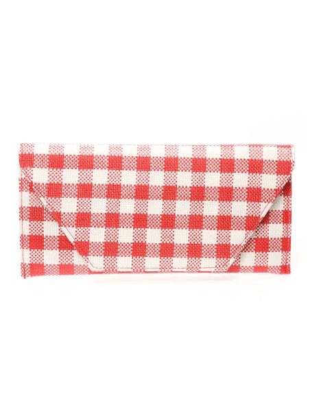 Cartera fiesta cuadros efecto rafia multi-rojo