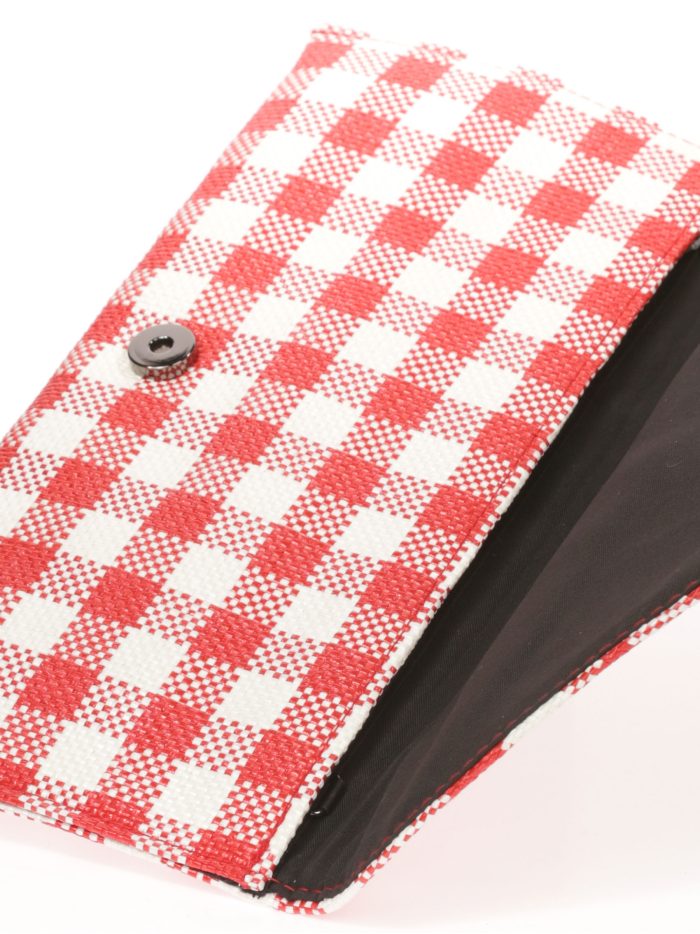 Cartera fiesta cuadros efecto rafia multi-rojo