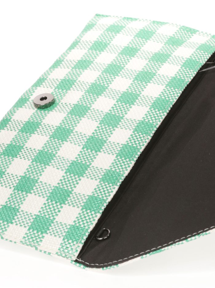 Cartera fiesta cuadros efecto rafia multi-verde