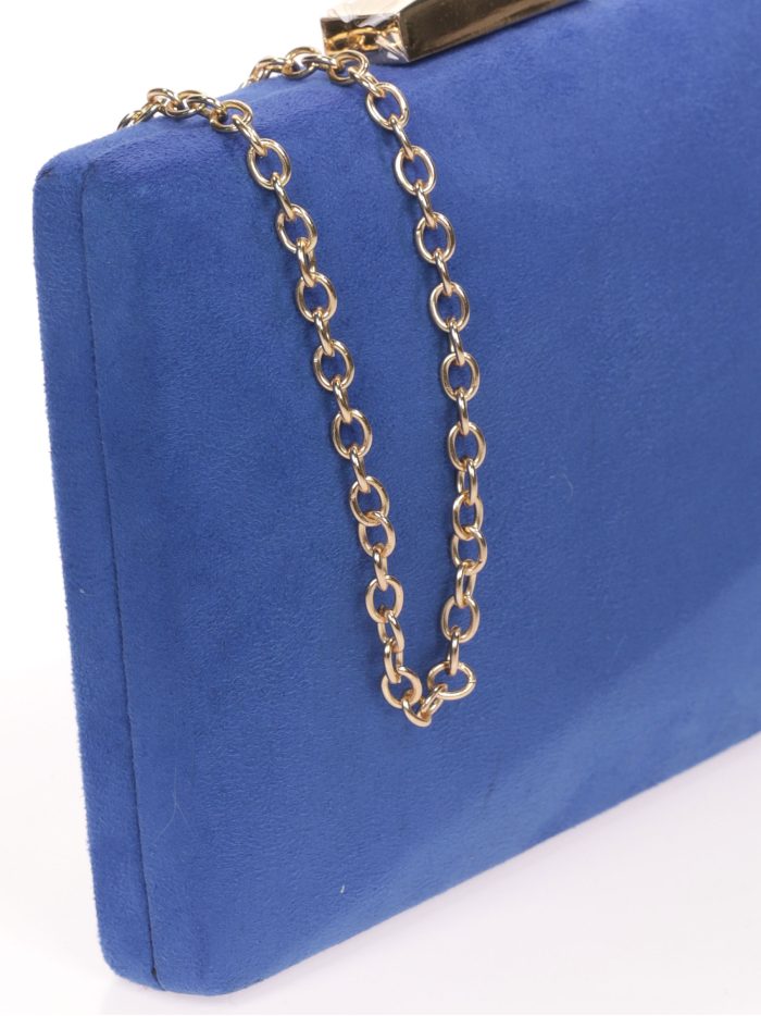 Suede effect clutch azulon