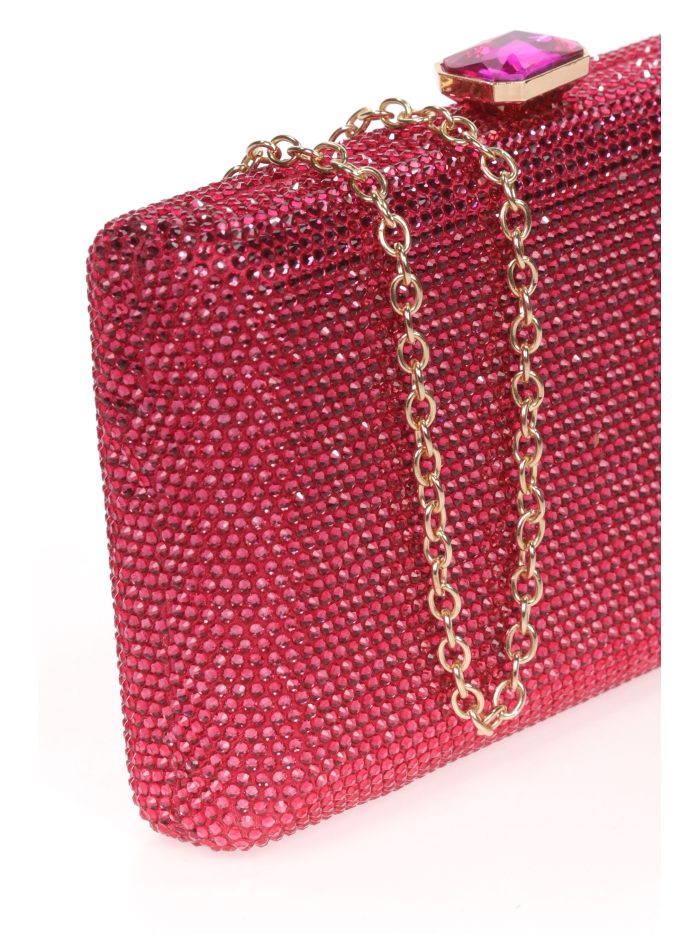 Clutch fiesta pedrería fucsia