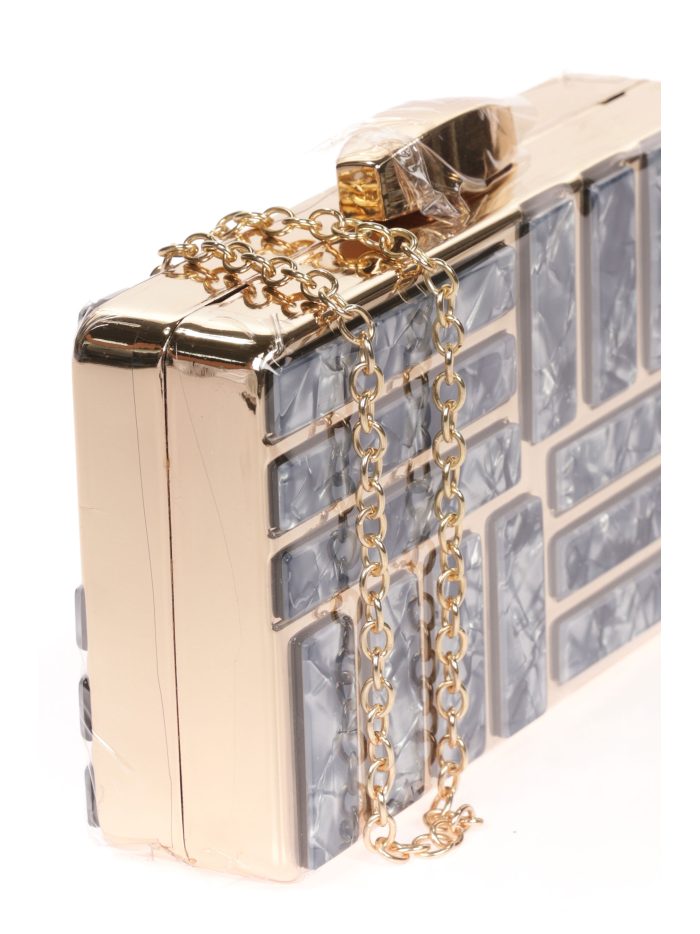 Clutch fiesta detalle metálico azulon