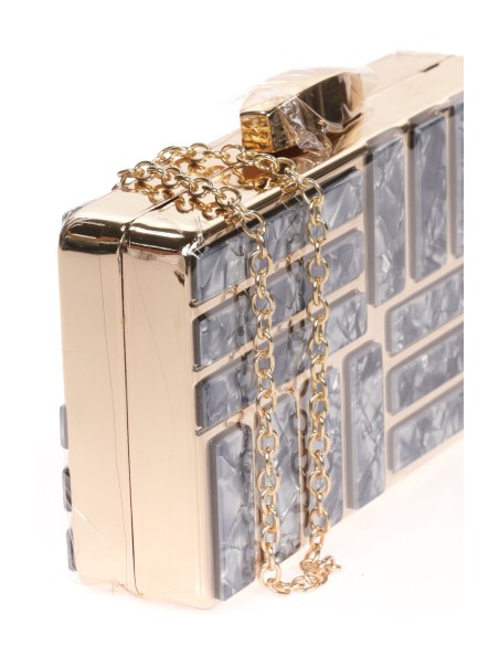 Clutch fiesta detalle metálico azulon