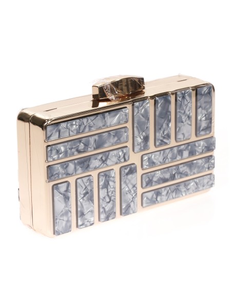 Clutch fiesta detalle metálico azulon