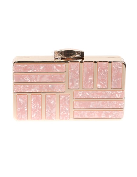Clutch fiesta detalle metálico rosa