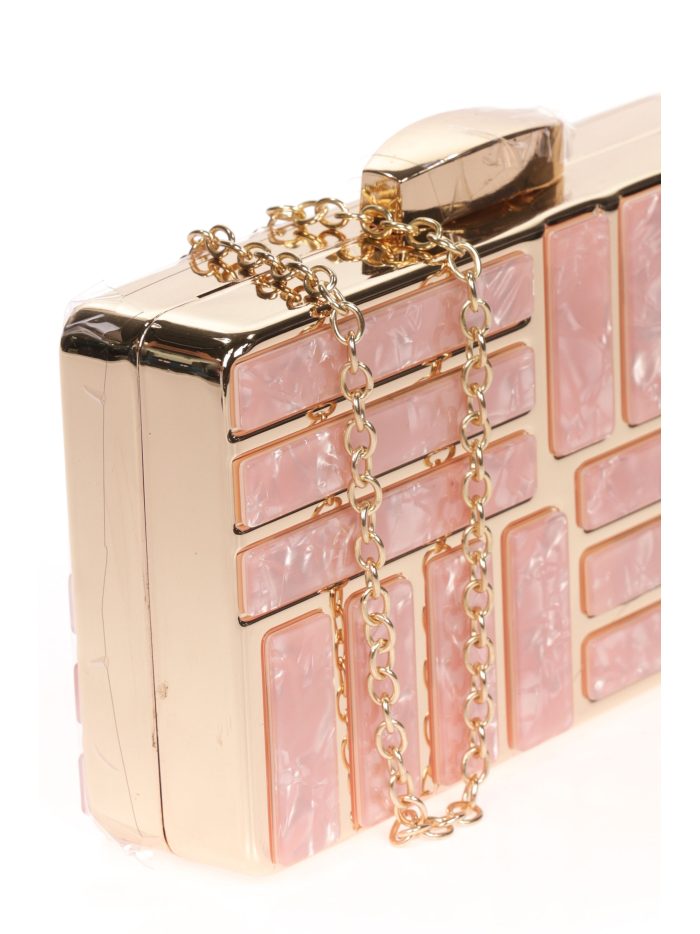 Clutch fiesta detalle metálico rosa