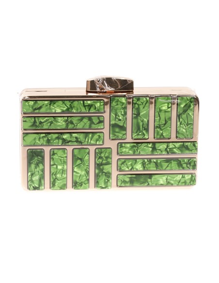 Clutch fiesta detalle metálico verde