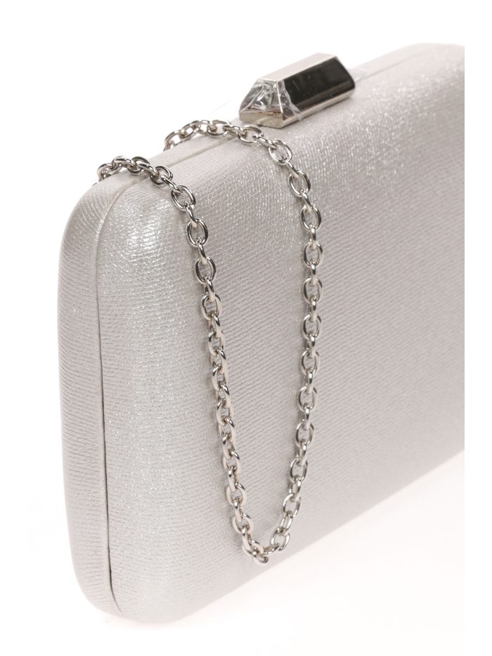 Clutch fiesta brillo plata