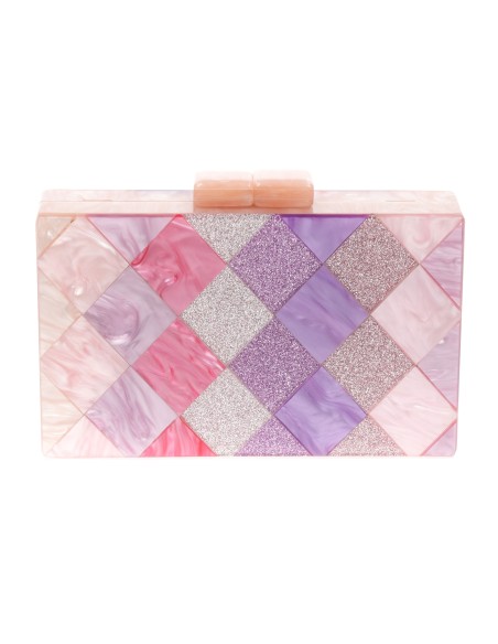 Clutch fiesta nácar glitter multi-morado
