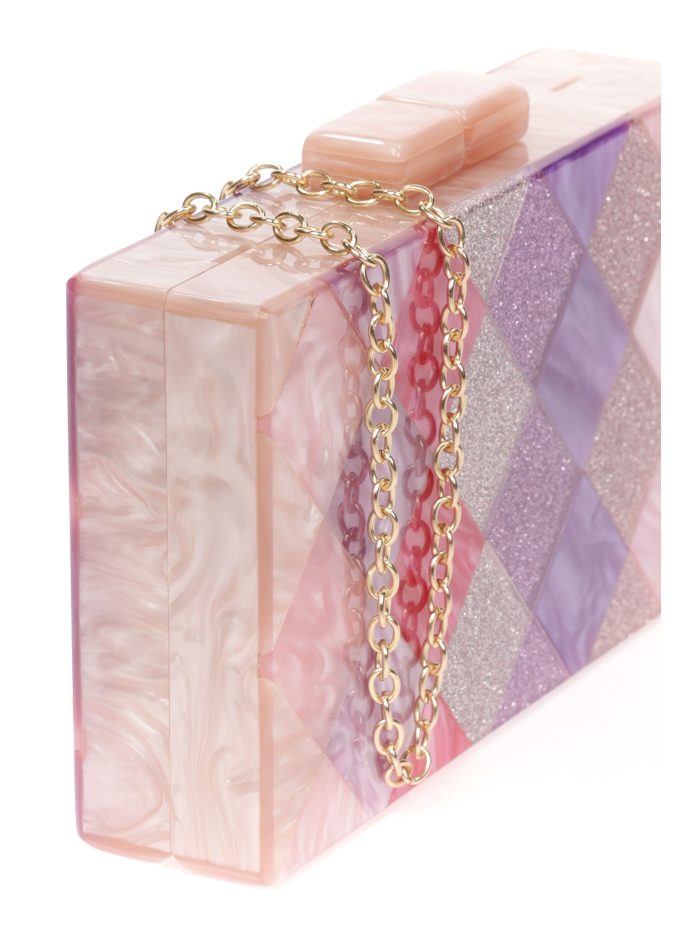 Clutch fiesta nácar glitter multi-morado