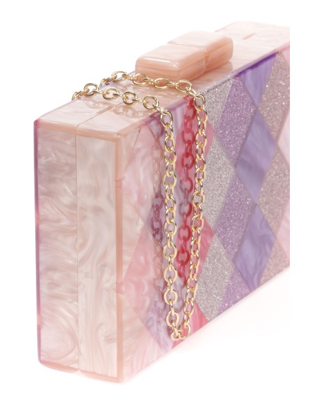 Clutch fiesta nácar glitter multi-morado