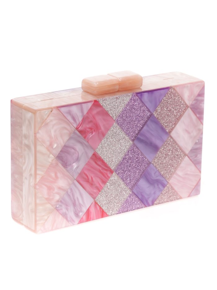 Clutch fiesta nácar glitter multi-morado