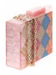 Marble effect clutch with glitter taupe-rosado