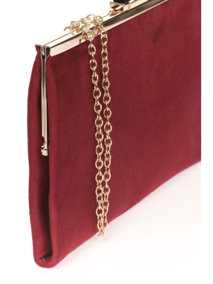 Suede effect clutch granate