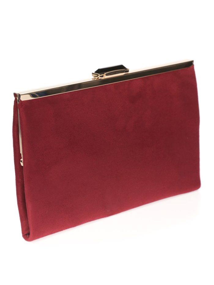 Suede effect clutch granate