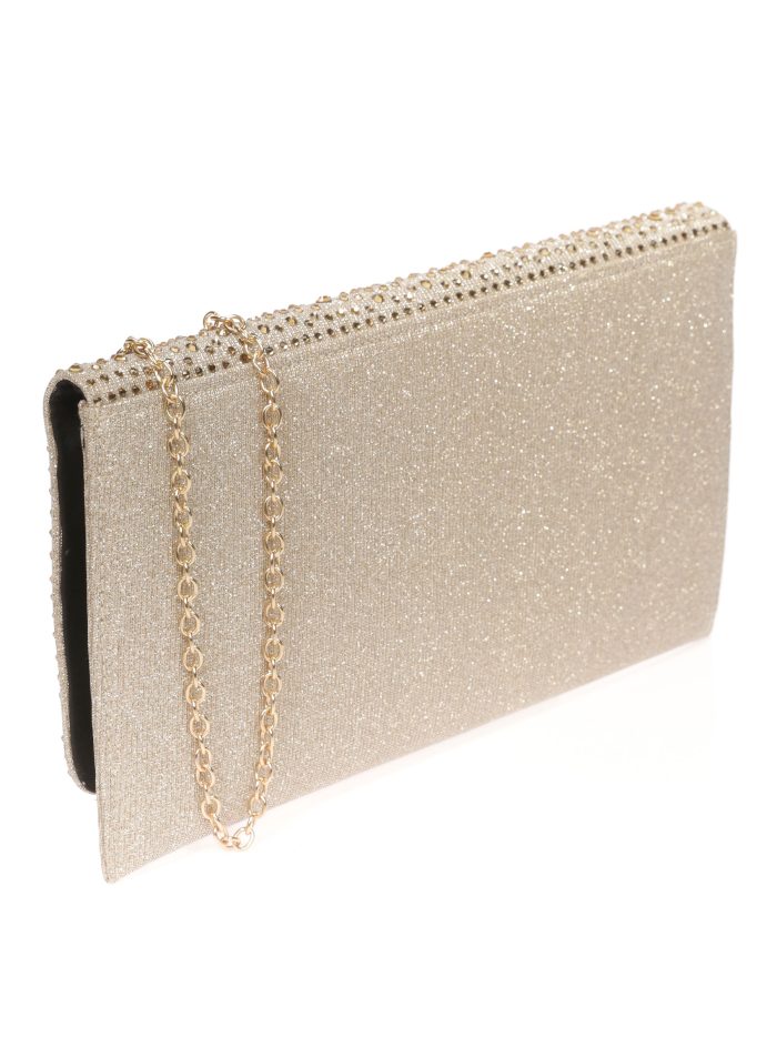 Cartera fiesta pedrería oro