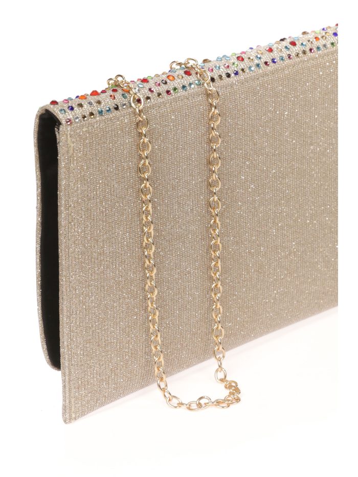 Cartera fiesta pedrería multi-oro