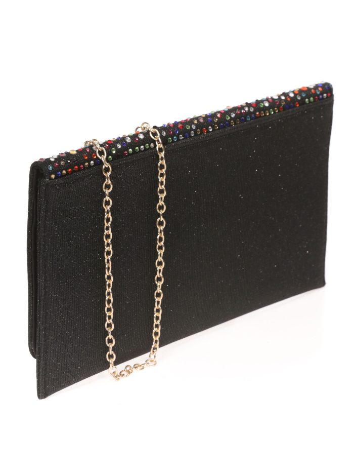 Cartera fiesta pedrería multi-negro