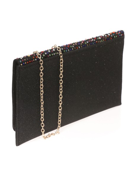 Cartera fiesta pedrería multi-negro