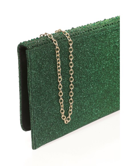 Cartera fiesta pedrería verde-botella