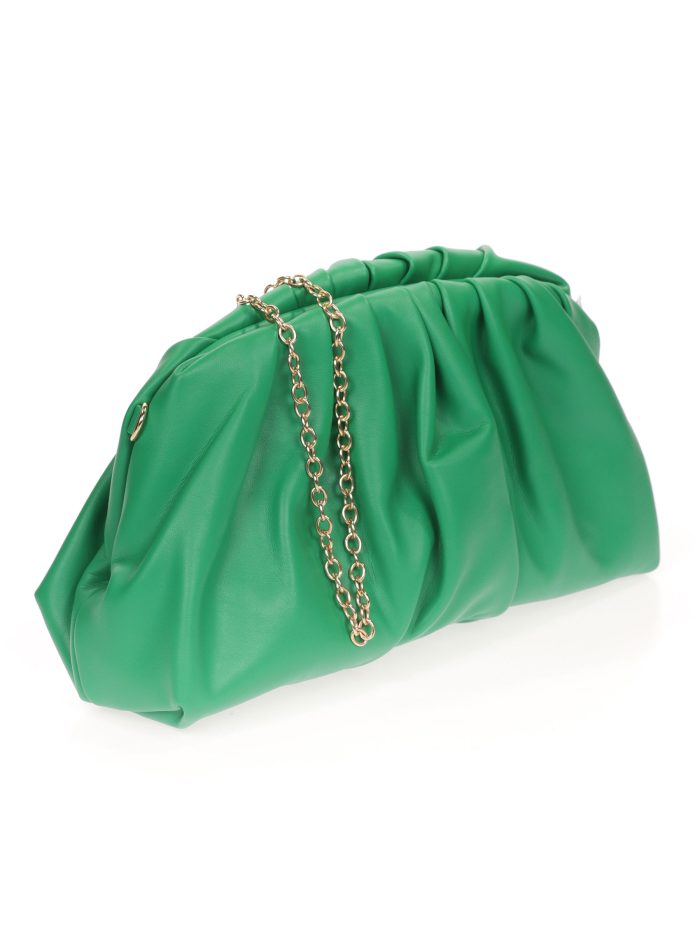 Faux leather clutch verde