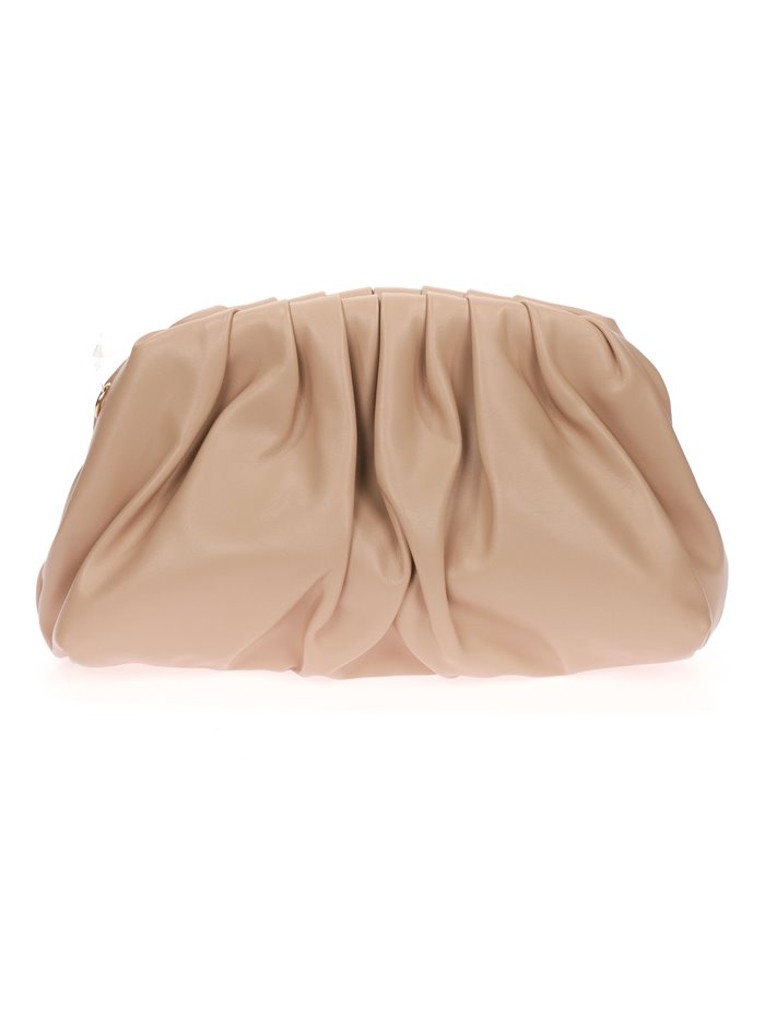 Faux leather clutch nude