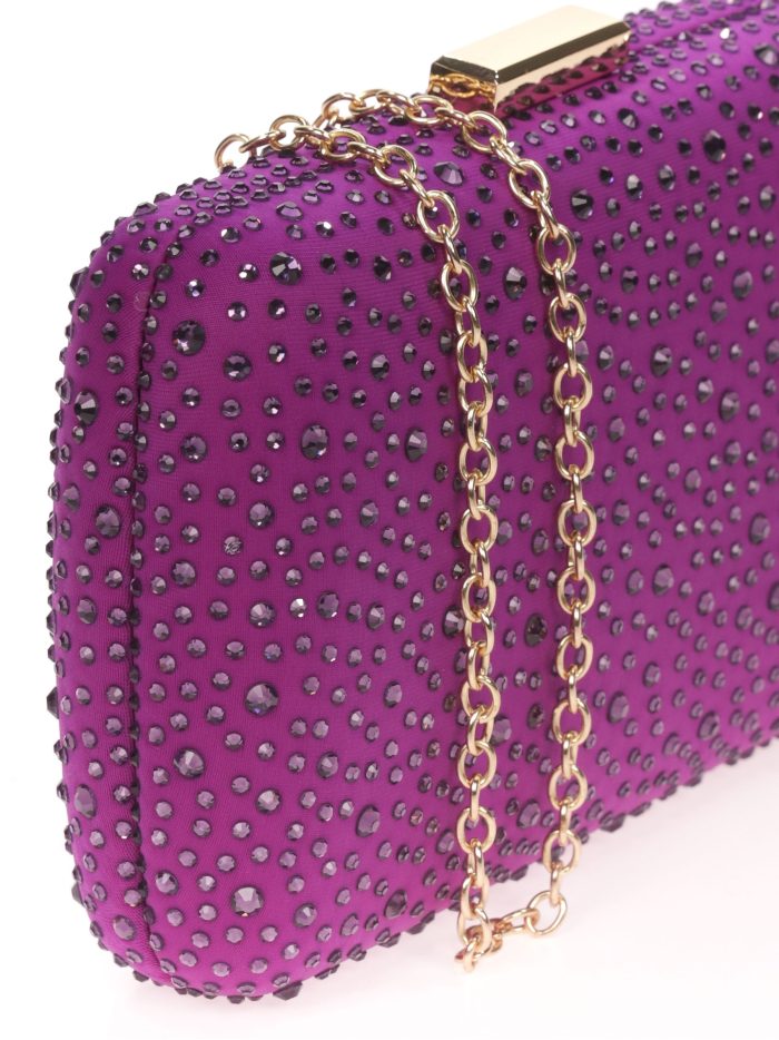 Clutch fiesta pedrería morado