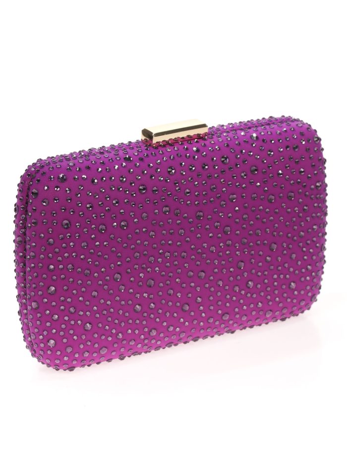 Clutch fiesta pedrería morado