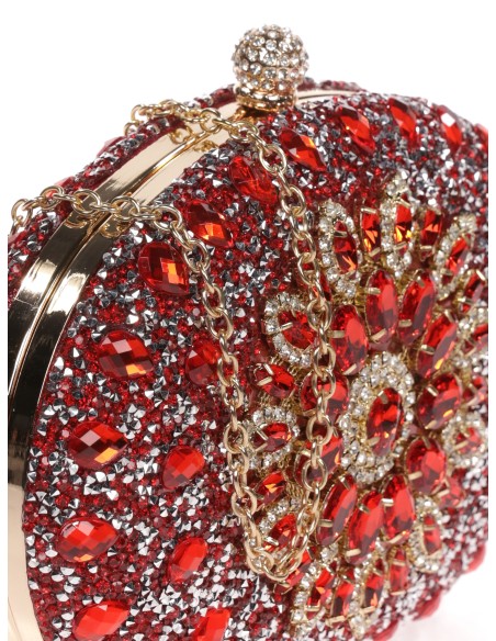 Clutch fiesta joya rojo